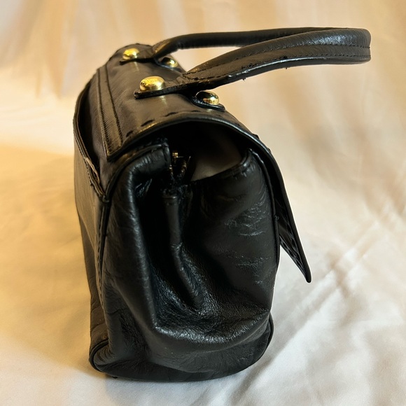 Cynthia Rowley Black Leather Top-Handle Purse - Picture 5 of 16